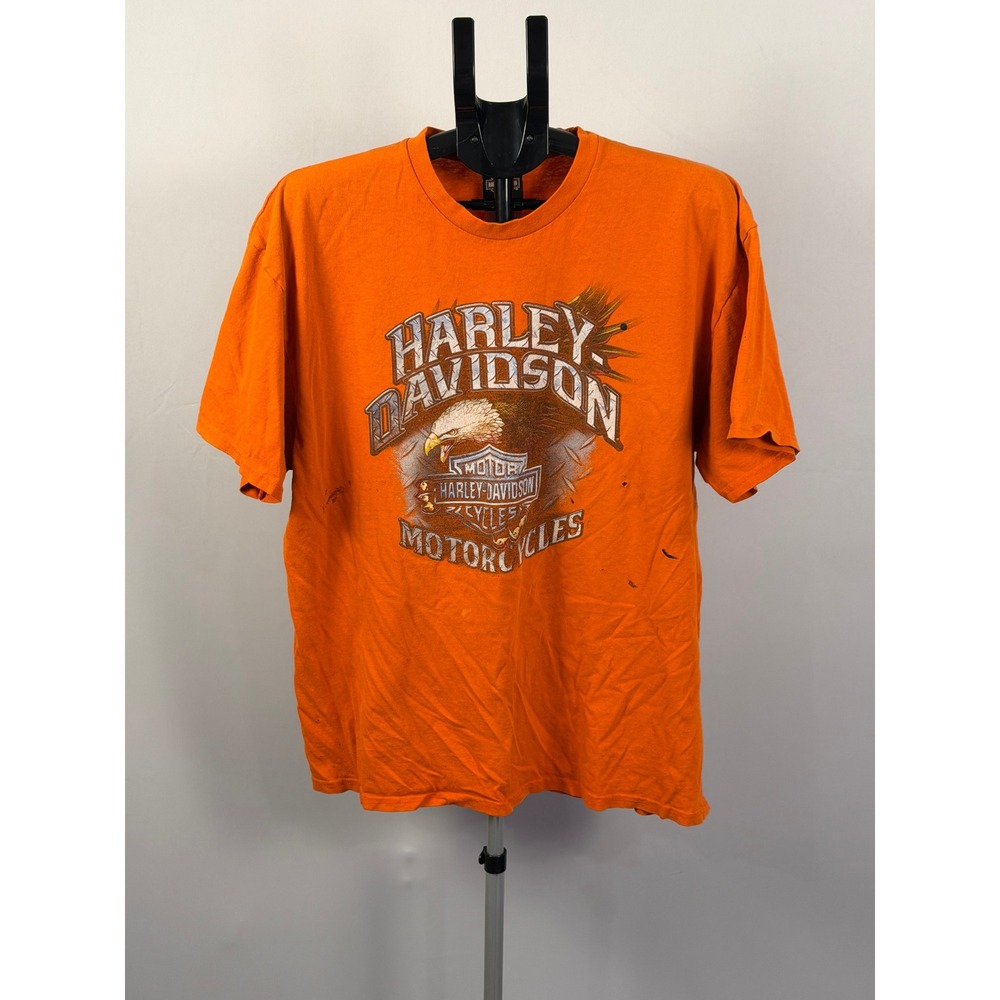 Harley-Davidson T-Shirt Mens XL Orange Good Distressed Eagle Chimney Rock NC